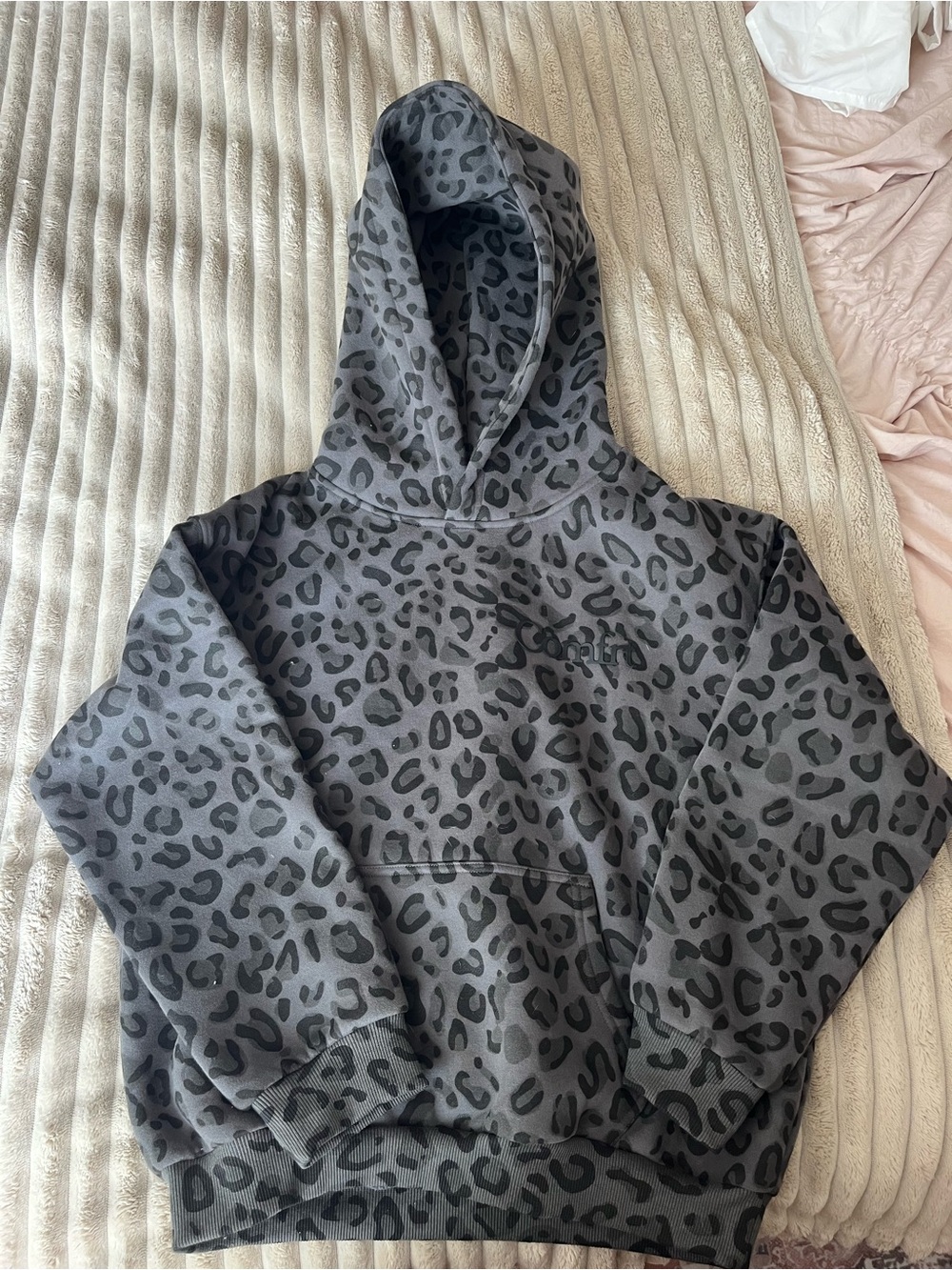 Kids Leopard Print Hooded Sweatshirt - Gray